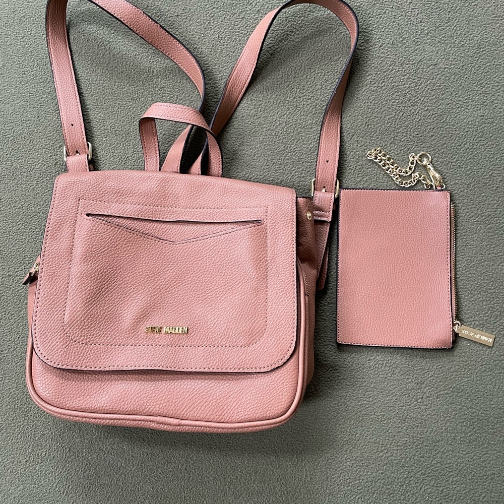 Steve Madden Backpack with wallet and gold chains